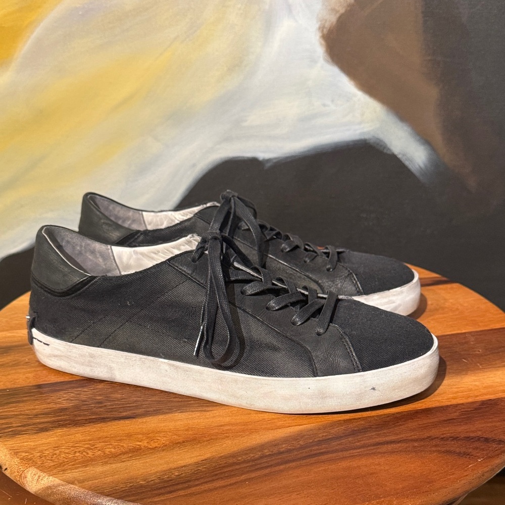 CRIME LONDON Men's Black Low-Top canvas Leather Sneakers 11 / 44